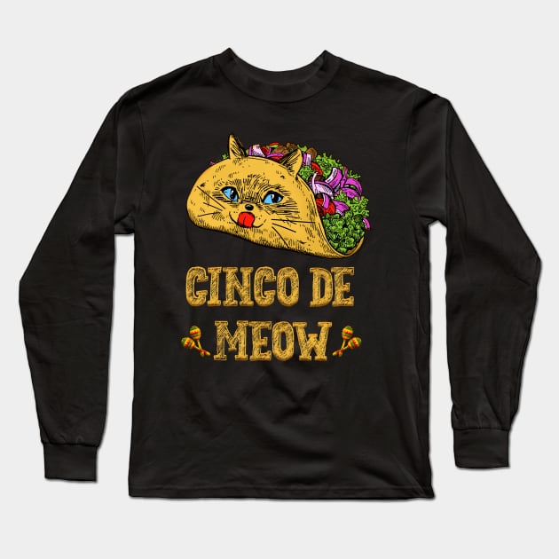 Funny cat tacos cinco de mayo Long Sleeve T-Shirt by AssoDesign